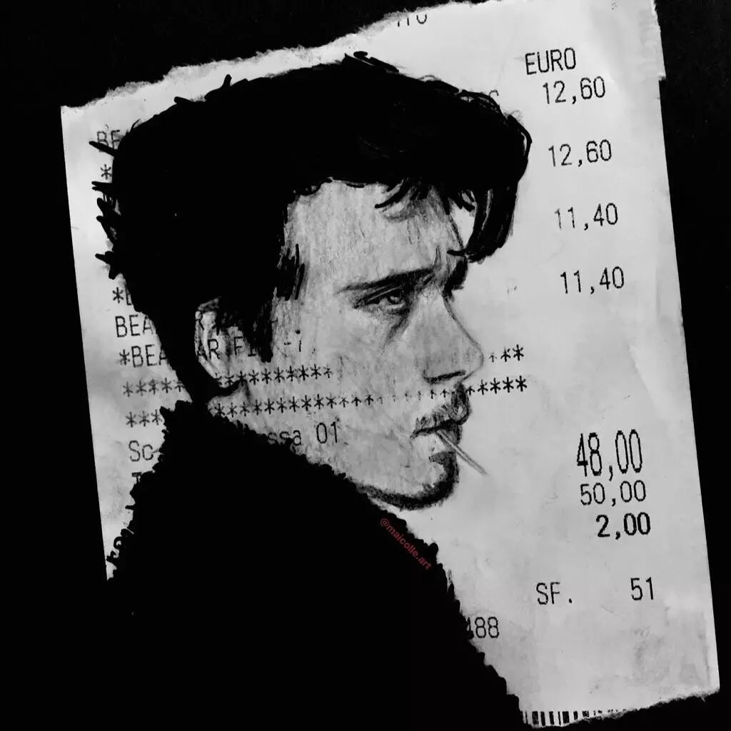 画纸用光了？多去几趟超市就有了。他把购物小票秒变成世界名画