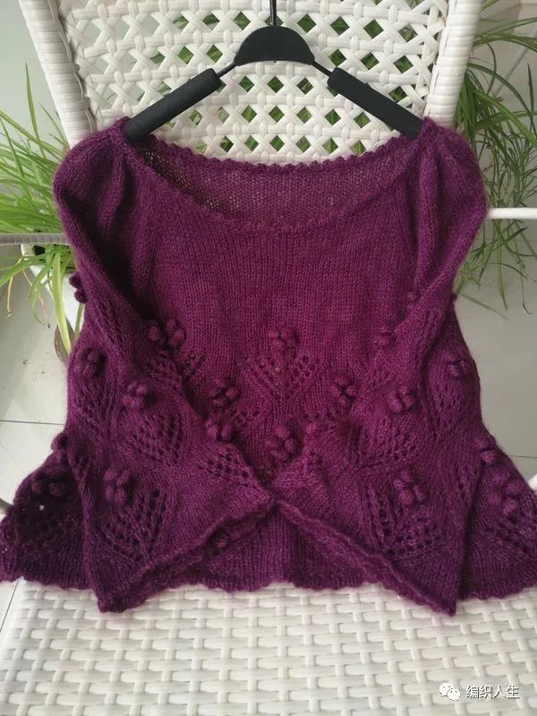 马海毛镂空套头衫编织,圆领长袖晕染彩绘马海毛套头衫