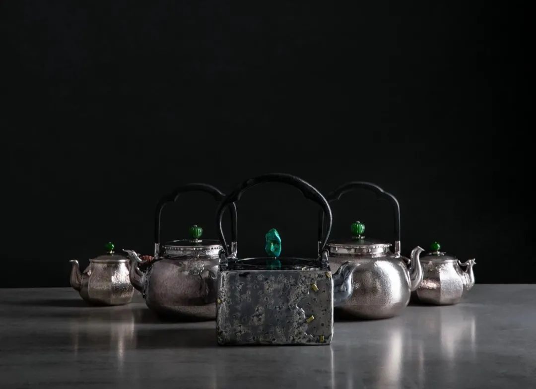 纯银嵌金荷花银壶纯手工泡茶银壶,纯银复古银壶