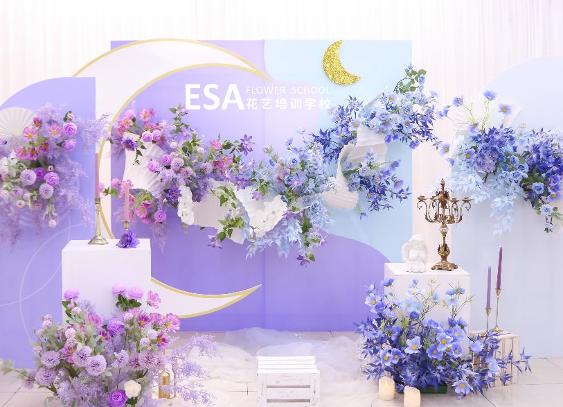 婚礼花艺培训课程,蓝紫色花艺设计效果图片