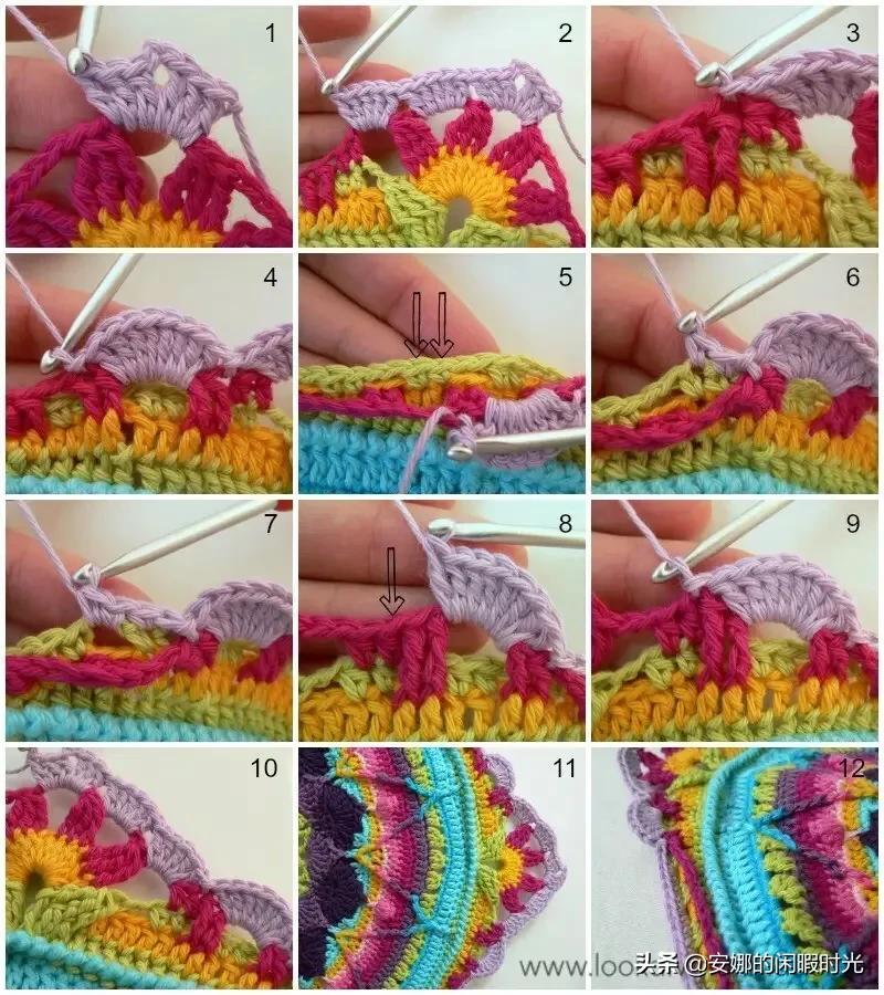曼陀罗毯子编织教程,苏菲花园曼陀罗毯子钩法高清图解