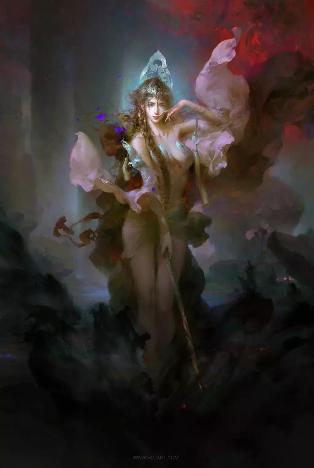 他的手绘原画太牛了，笔下美*欲人**欲飘仙，色调与笔感美煞无数网友