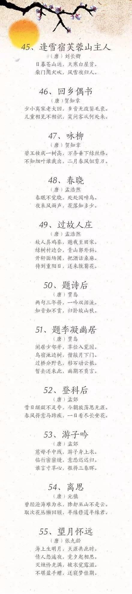 小学必背75首古诗背诵,合适小学生暑假背诵100首古诗