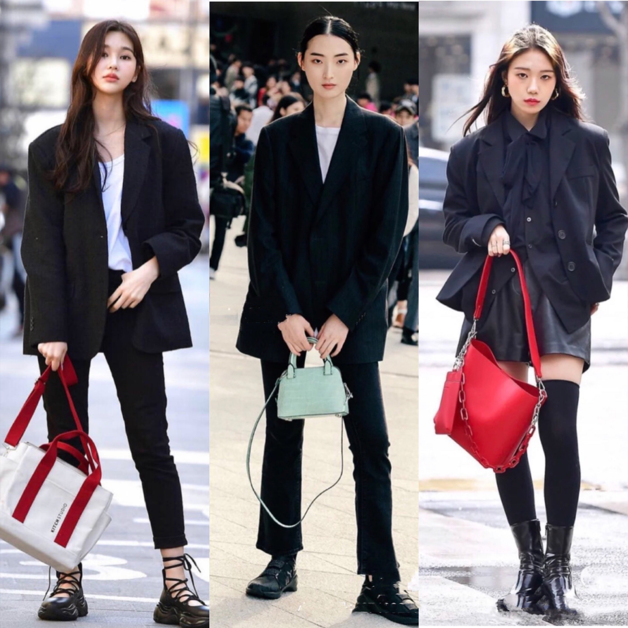 黑西服韩国搭配,韩国街头穿搭2020西服