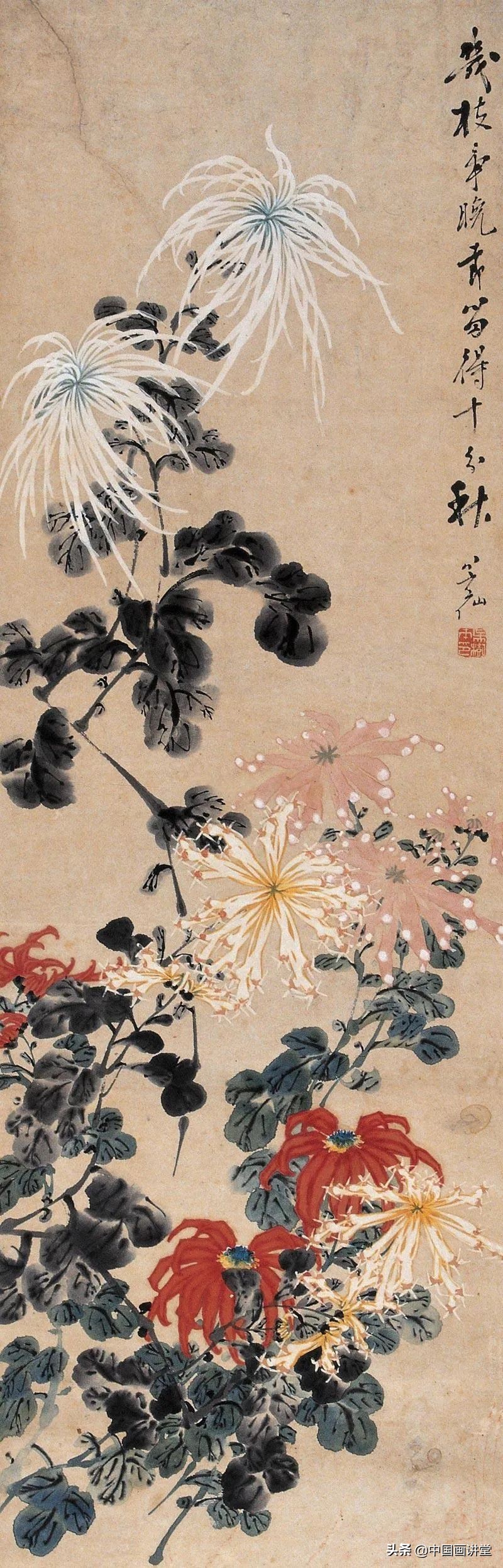 写意冬荷国画作品,金丝菊写意国画作品欣赏