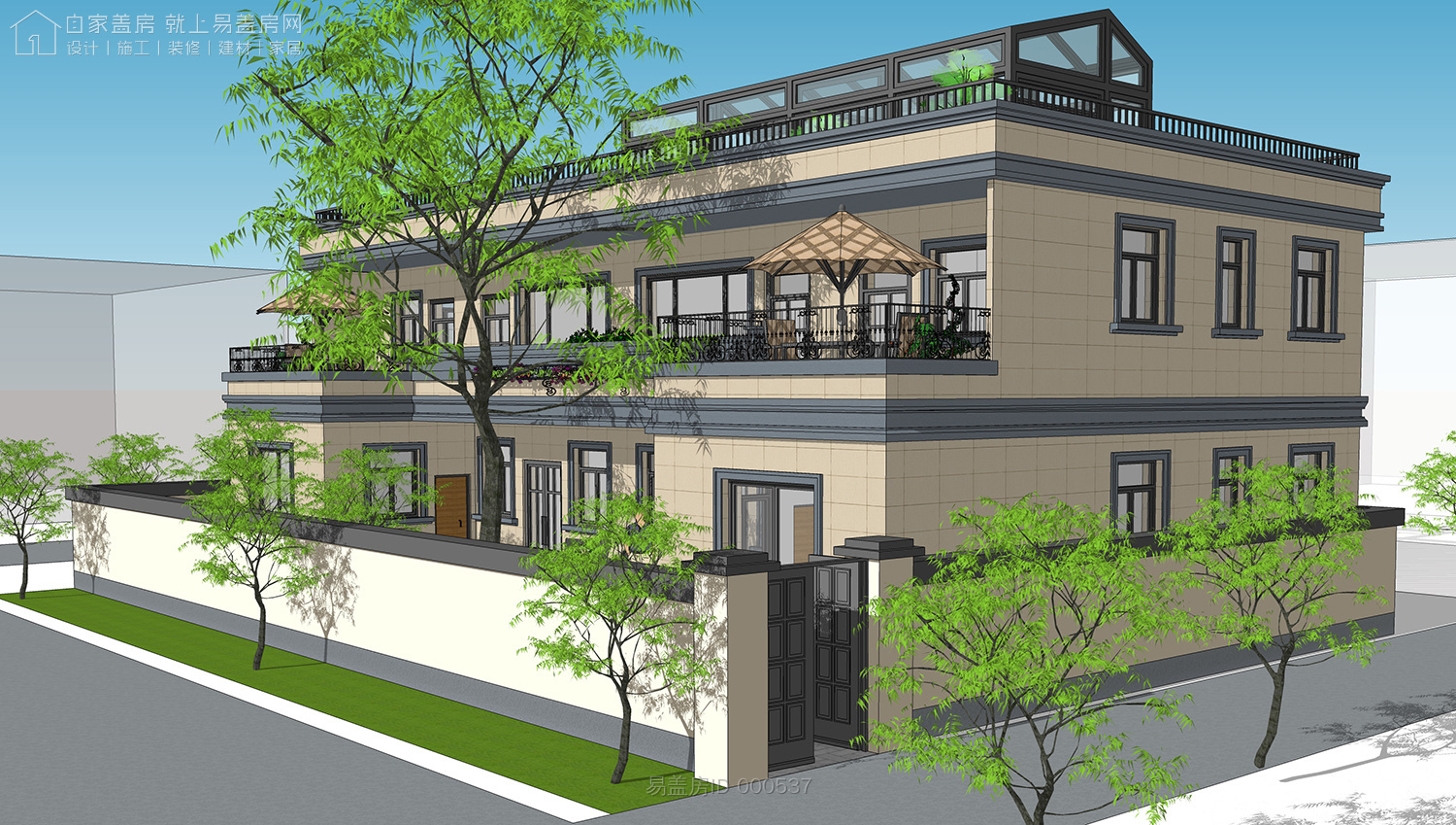 二层农村别墅带日照房现代简约,农村二层带日照房别墅效果图