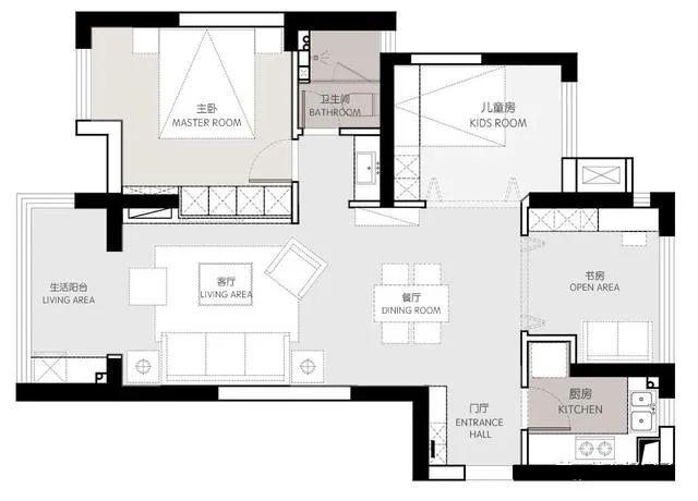 69㎡2室变3室，收纳惊人，还有日照大书房！