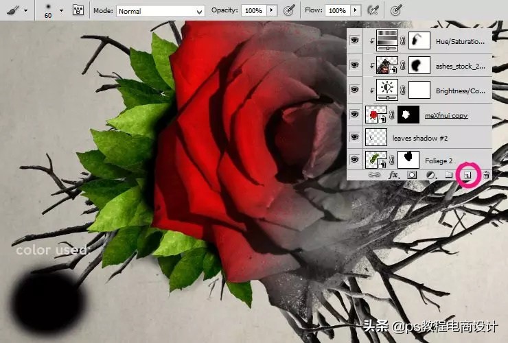 ps怎么把玫瑰变成金黄色,ps蝴蝶和鲜花合成