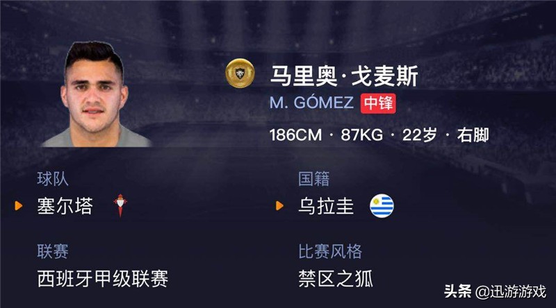 《实况足球》强力金卡中锋戈麦斯，未来必将升级为黑卡